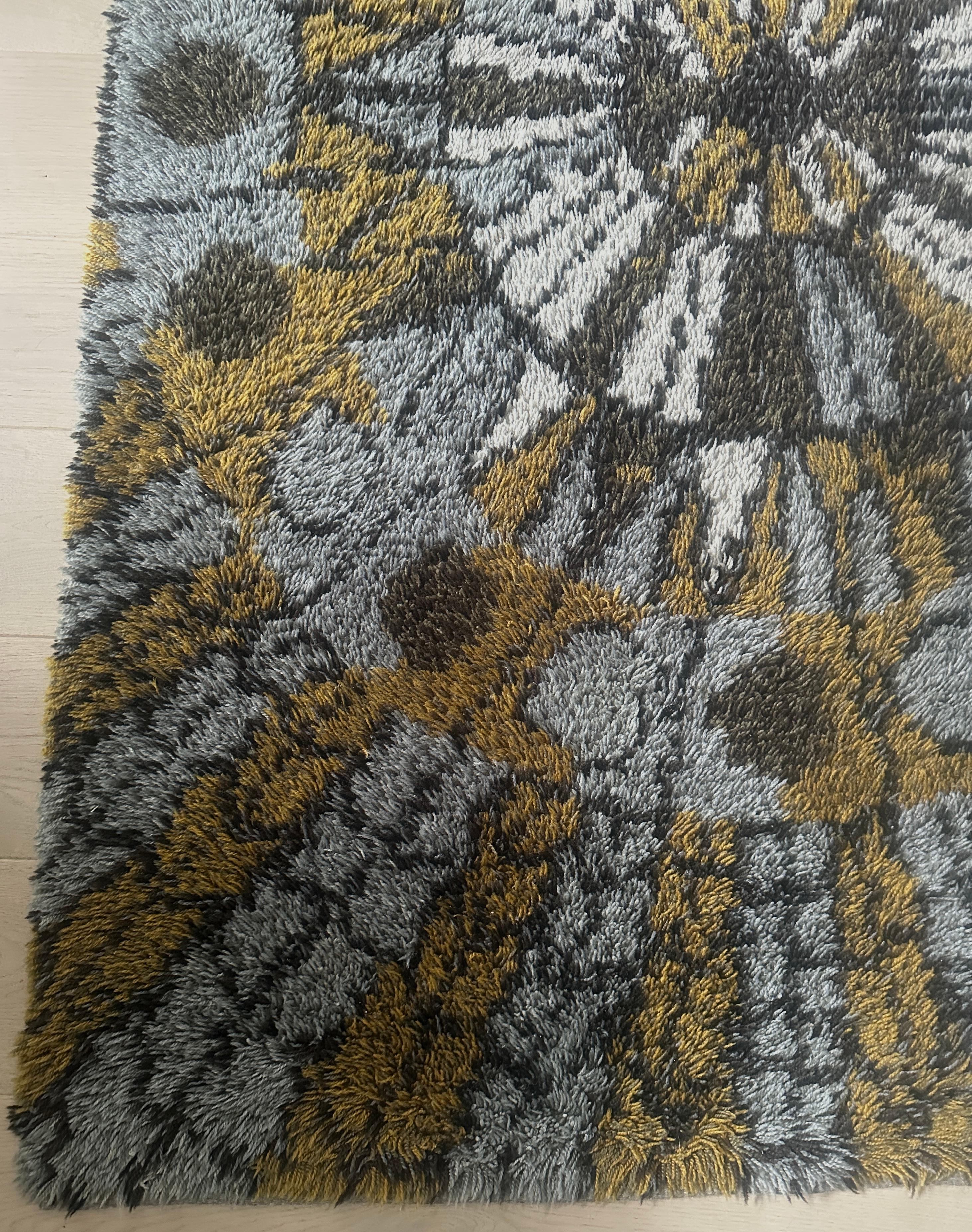 1960s Vintage Mid Century Scandinavian Rya Shagpile 