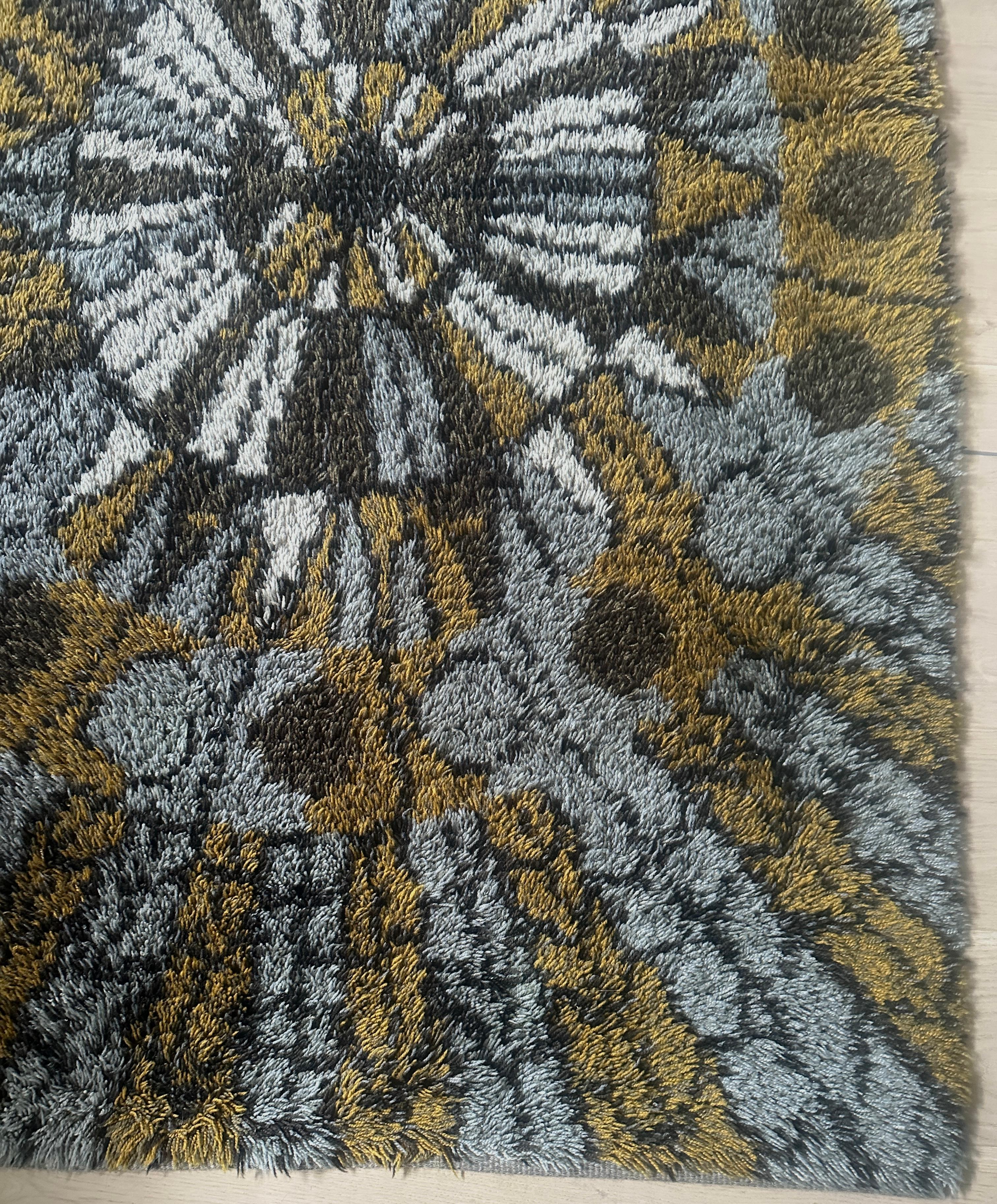 1960s Vintage Mid Century Scandinavian Rya Shagpile 