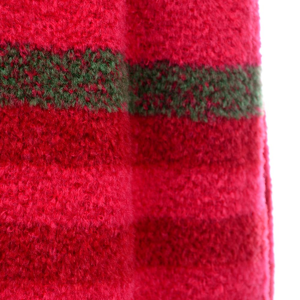 1960s Vintage Midi Skirt in Red & Green Plaid Fuzzy Mohair w Shawl Scarf 8