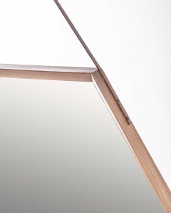 1960s Vintage Mirror in Hexagonal Teak Wood Italian Design