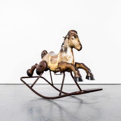 1960's Vintage MOBO Painted Tin Plate Rocking Horse