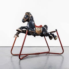 1960's Vintage MOBO Painted Tin Plate Rocking Horse