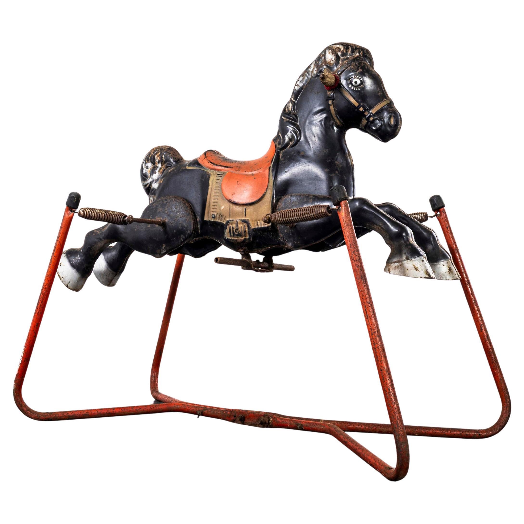 1960
s Vintage MOBO Painted Tin Plate Rocking Horse
