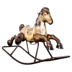 1960
s Vintage MOBO Painted Tin Plate Rocking Horse