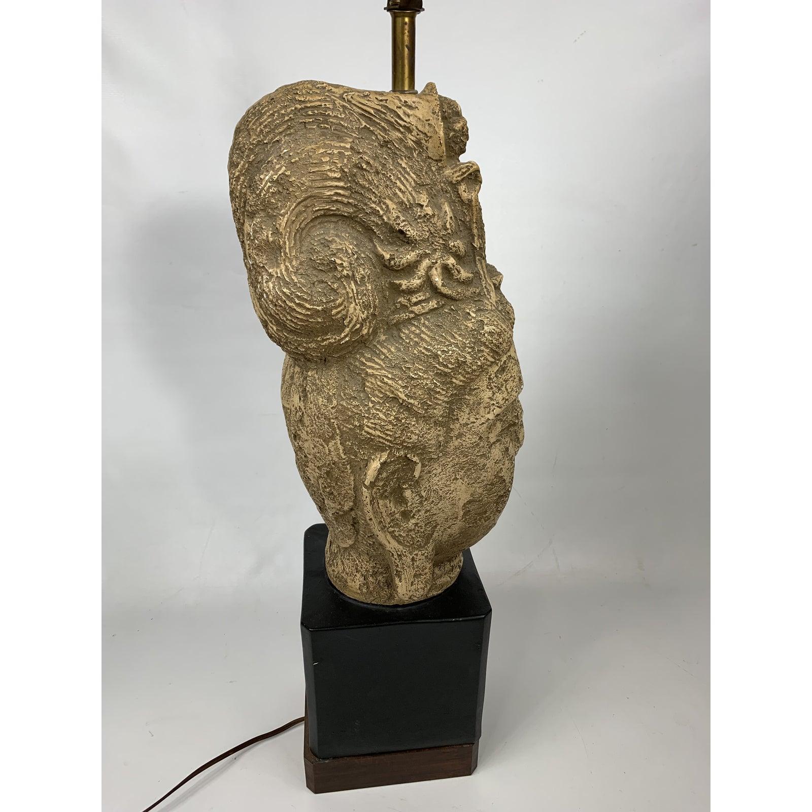 1960s Vintage Modern Buddha Pottery Bust Table Lamp 1