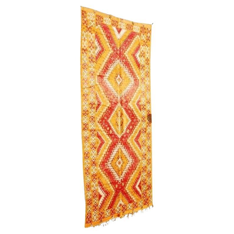 Marokkanischer Vintage-Teppich in Orange und Rot, authentischer Stammeskunst, 1960er Jahre