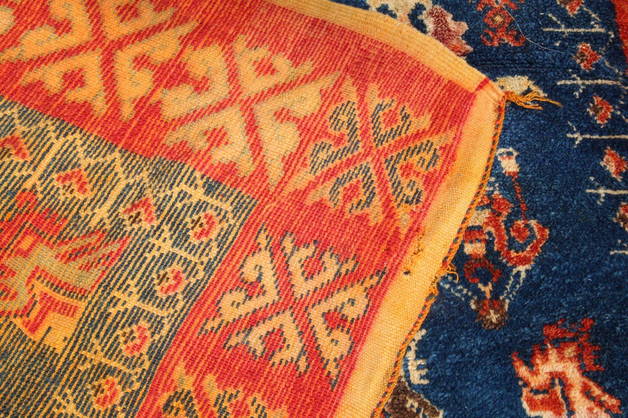 Marokkanischer, afrikanischer Stammeskunst-Teppich in Indigo und gebranntem Orange, 1960er Jahre im Angebot 3