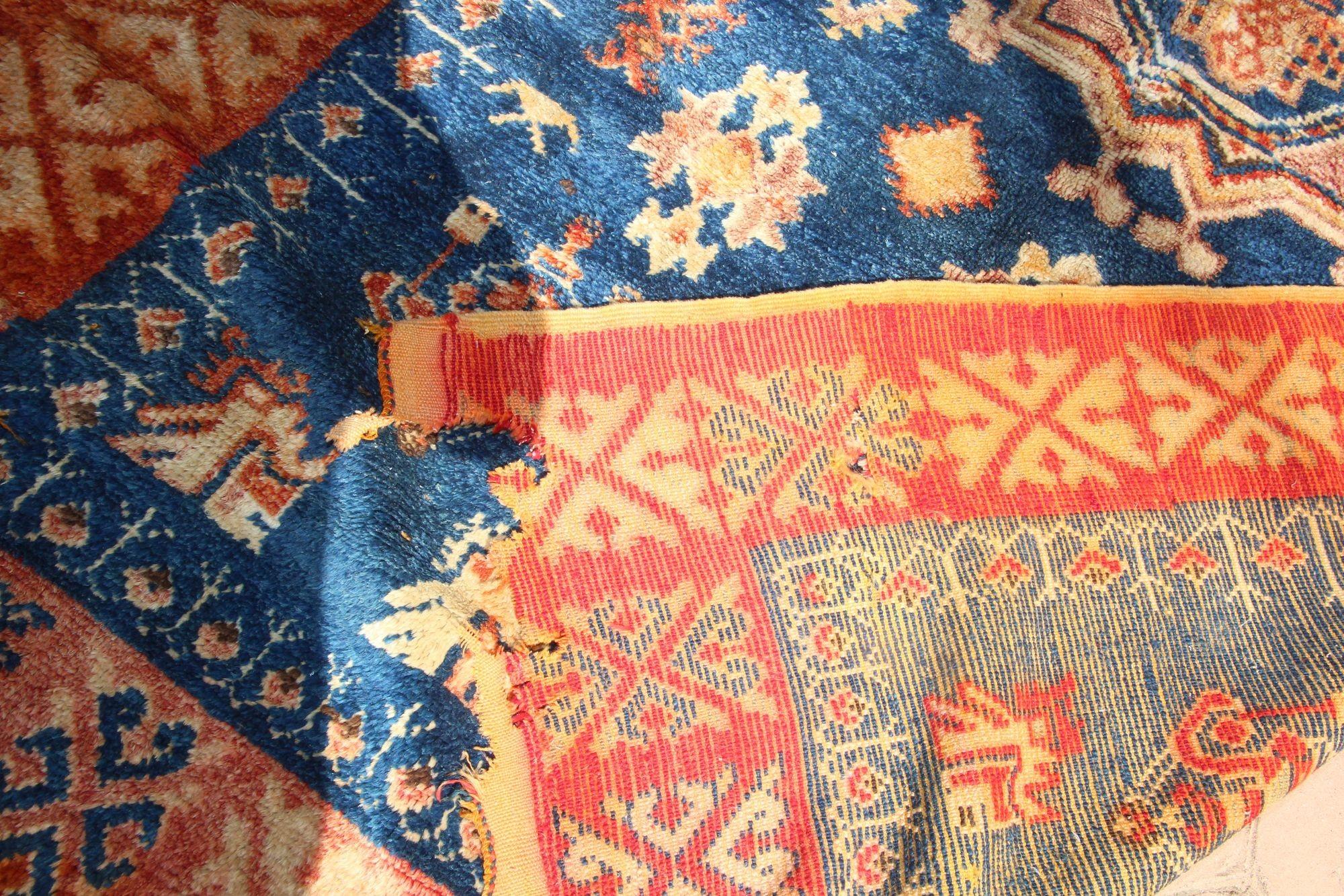 Marokkanischer, afrikanischer Stammeskunst-Teppich in Indigo und gebranntem Orange, 1960er Jahre im Angebot 7