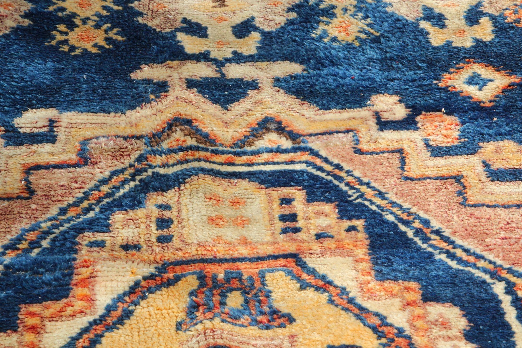 Marokkanischer, afrikanischer Stammeskunst-Teppich in Indigo und gebranntem Orange, 1960er Jahre im Angebot 11