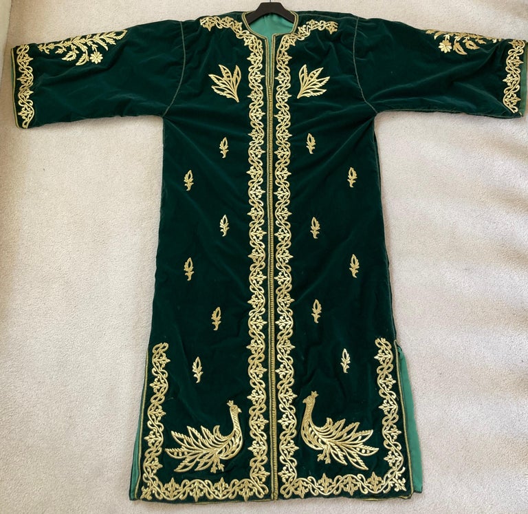 green emerald velvet dress Fascinating Long Tulle Sleeve Henna Kaftan Dress 36