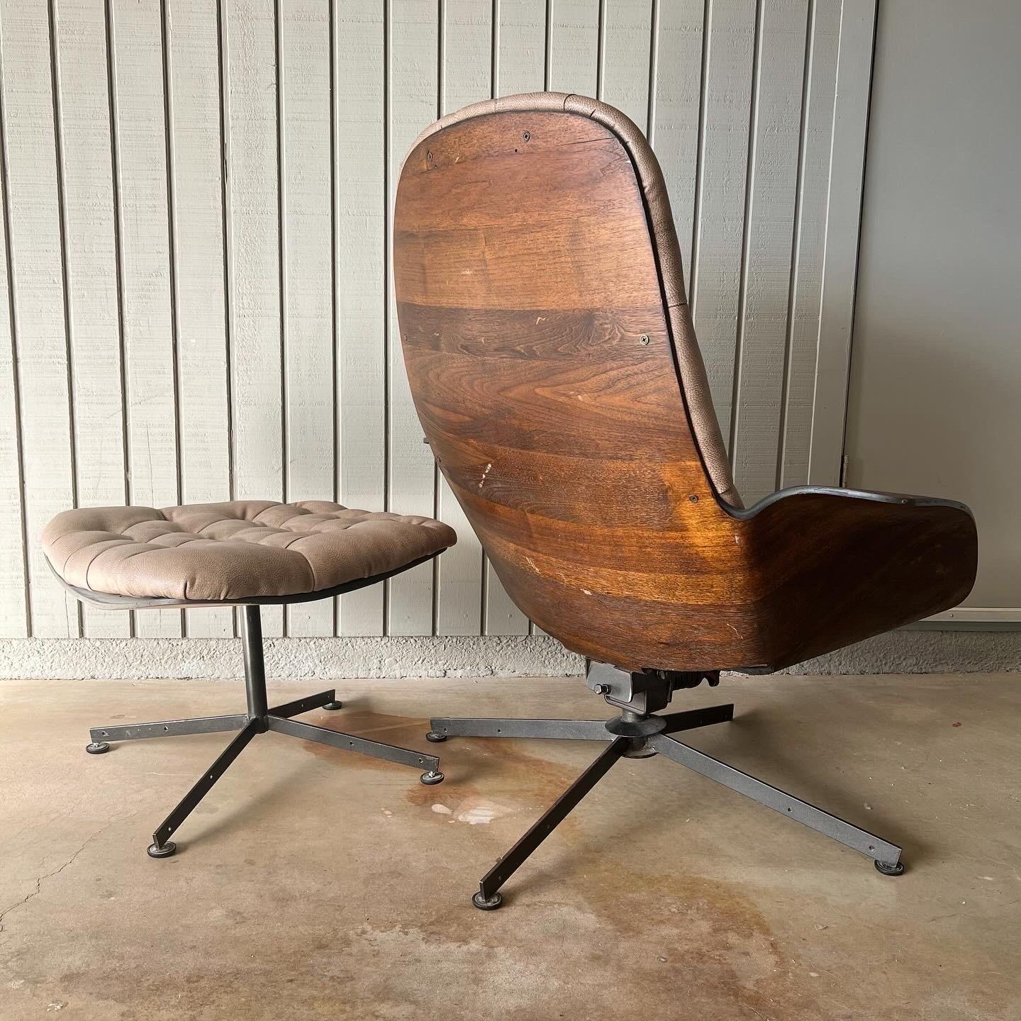 Vintage Mr. Chair und Ottomane von George Mulhauser für Plycraft, 1960er Jahre (Leder) im Angebot
