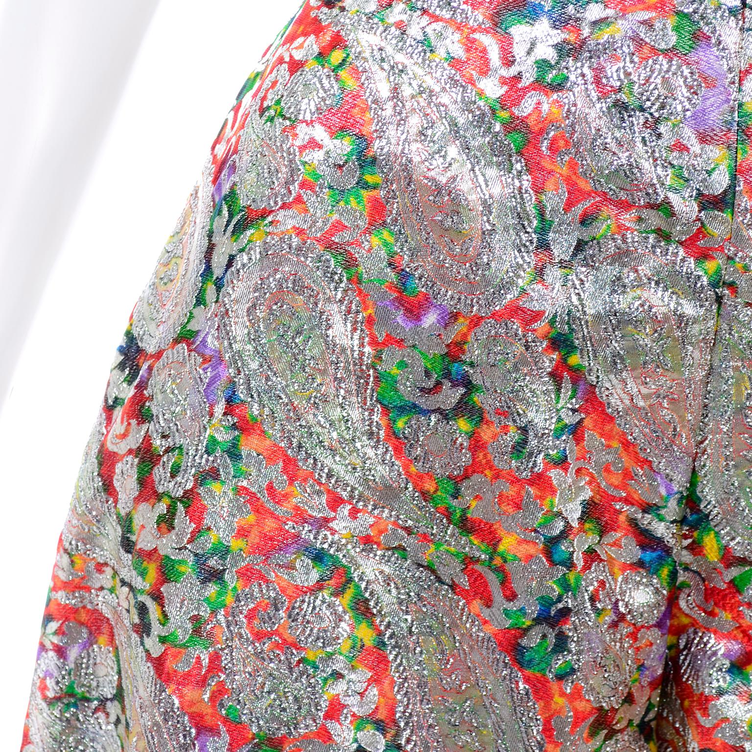 Women's 1960s Vintage Multi Colored Metallic Paisley Palazzo Sleeveless Holiday Jumpsuit