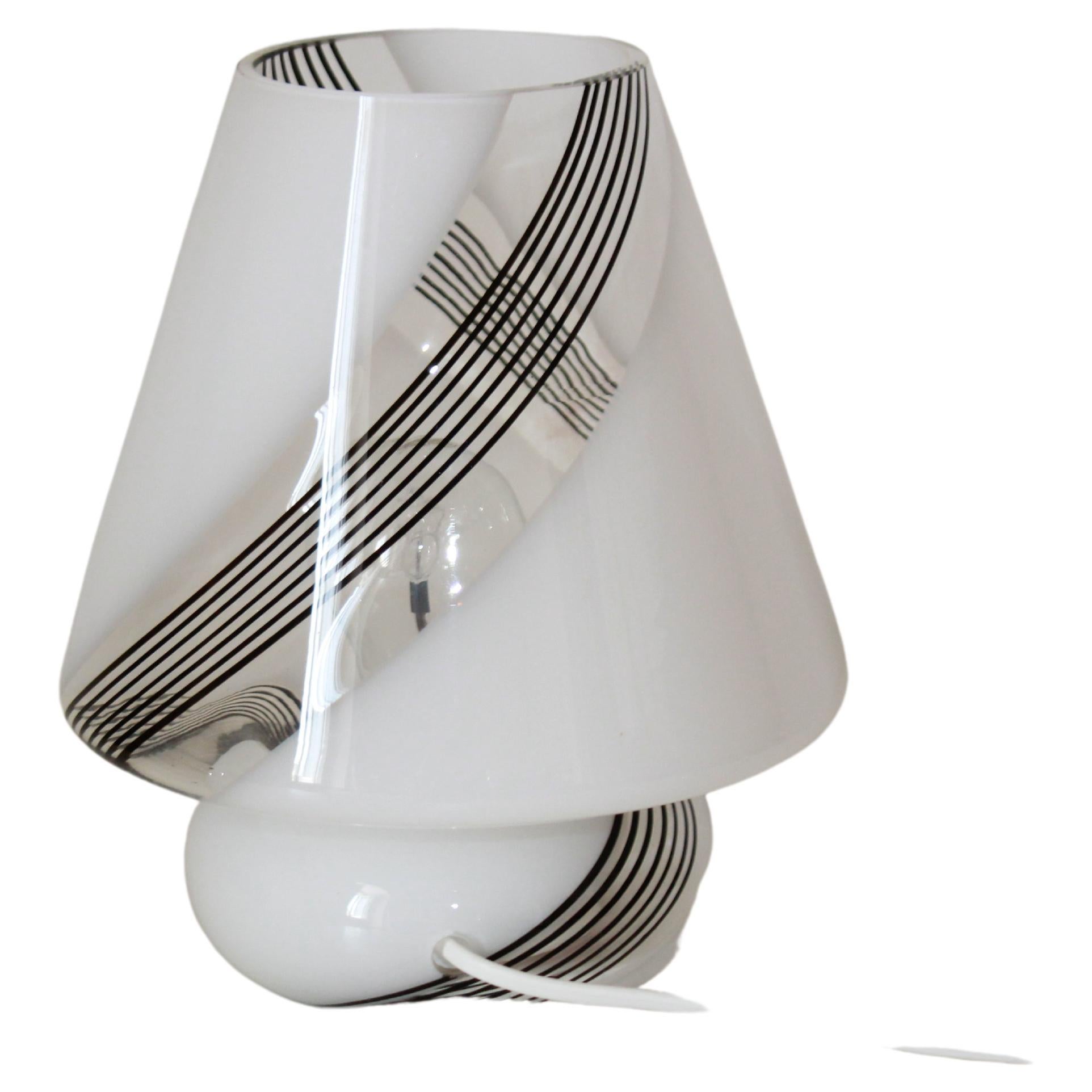 Lampe De Bureau Vintage Murano – Verre Bleu Céleste – Cristal – Occasion