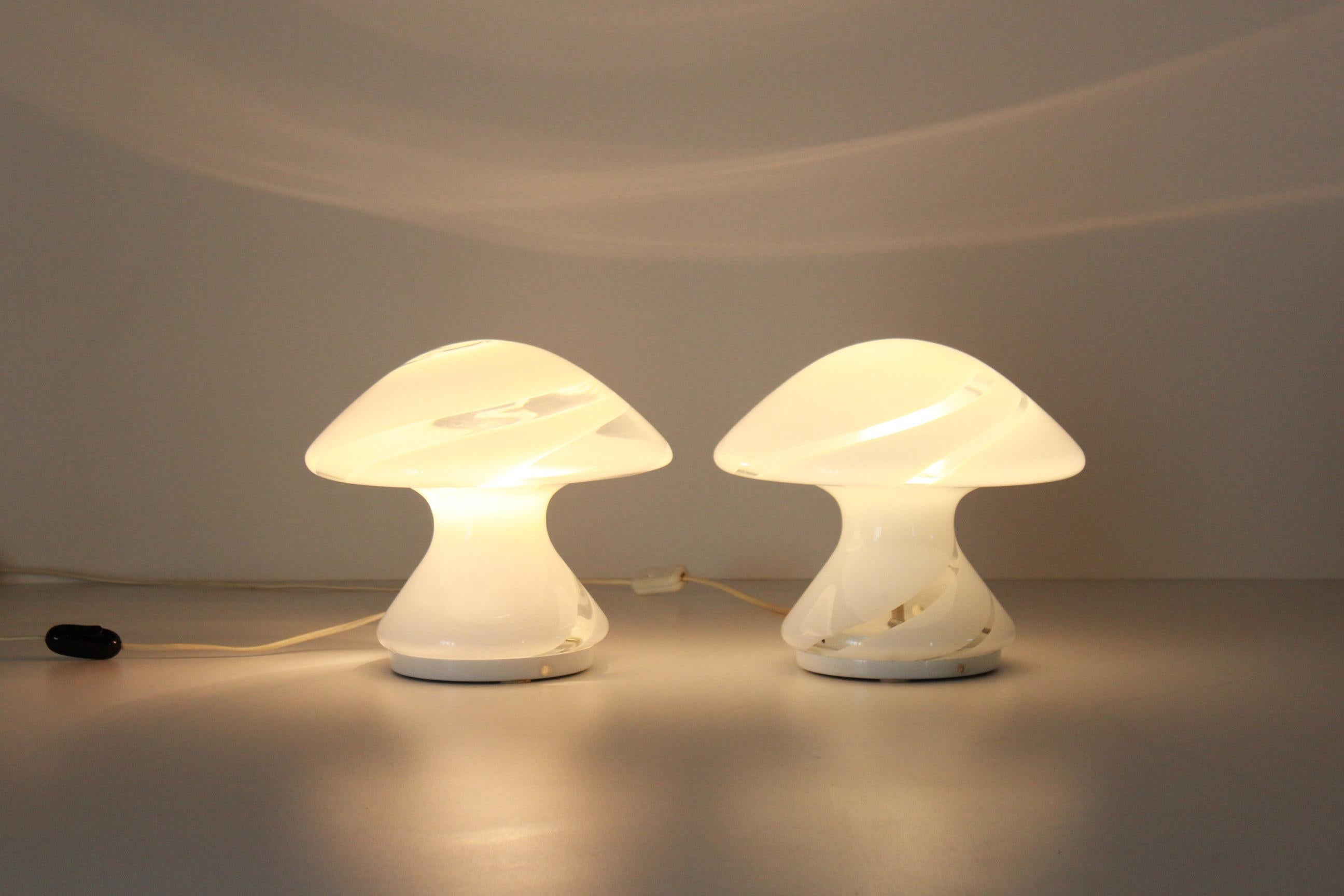 Mid-Century Modern 1960s Vintage Murano Table Lamps, Set of Three, Carlo Nason for Mazzega