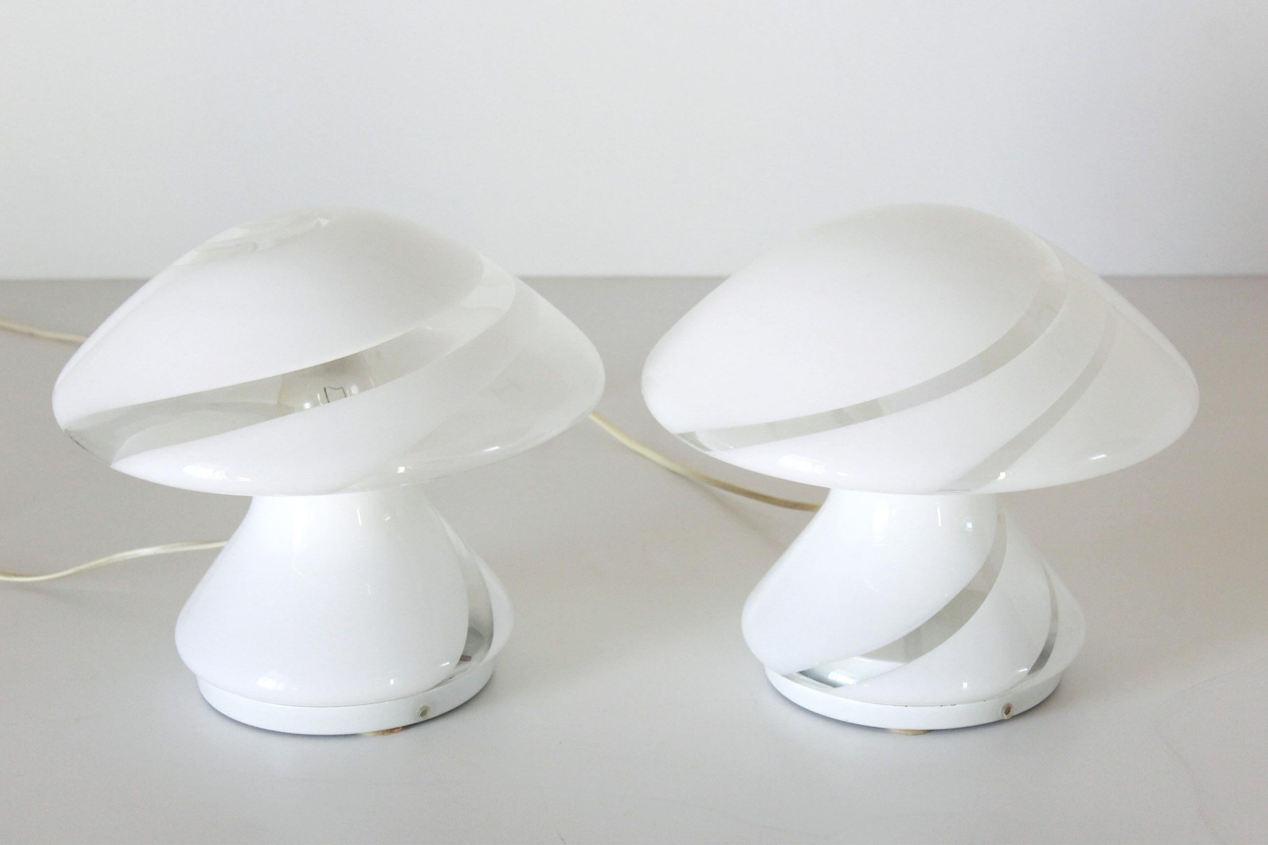 1960s Vintage Murano Table Lamps, Set of Three, Carlo Nason for Mazzega In Good Condition In Ceglie Messapica, IT