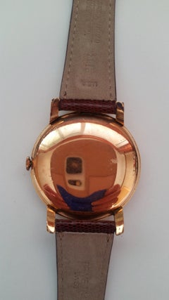 1960s Vintage Omega Watch Rose Gold Filled Rose Gold Dial Leather Band