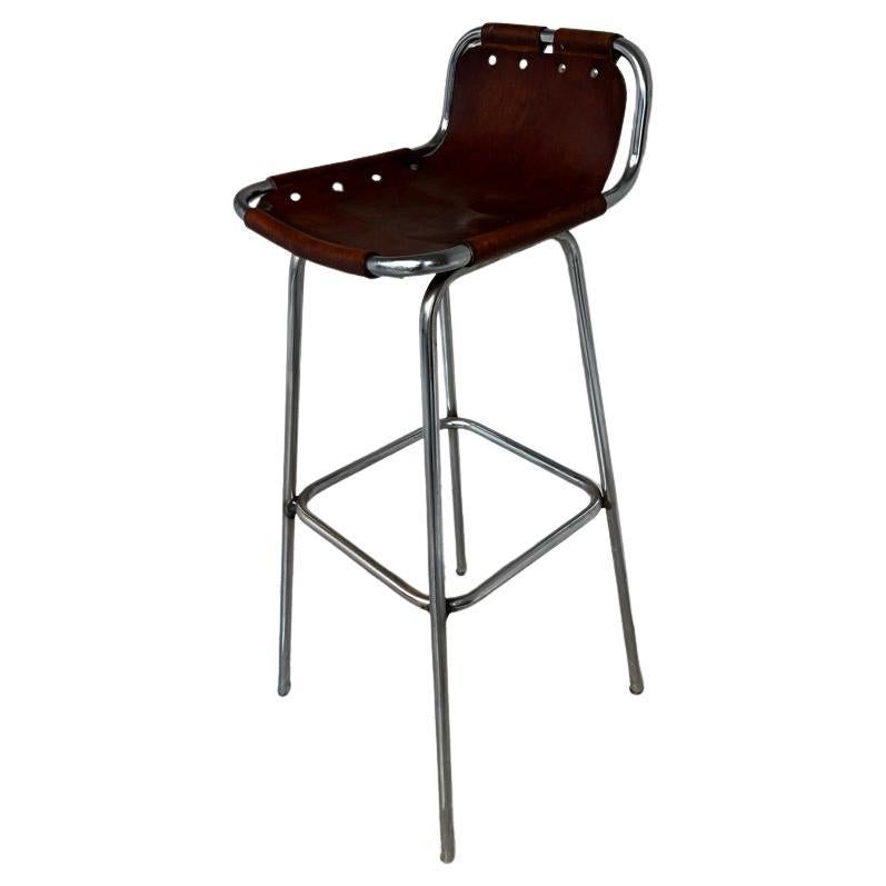 1960'S Vintage ein Original Leder Hocker von Charlotte Perriand für Les Arcs