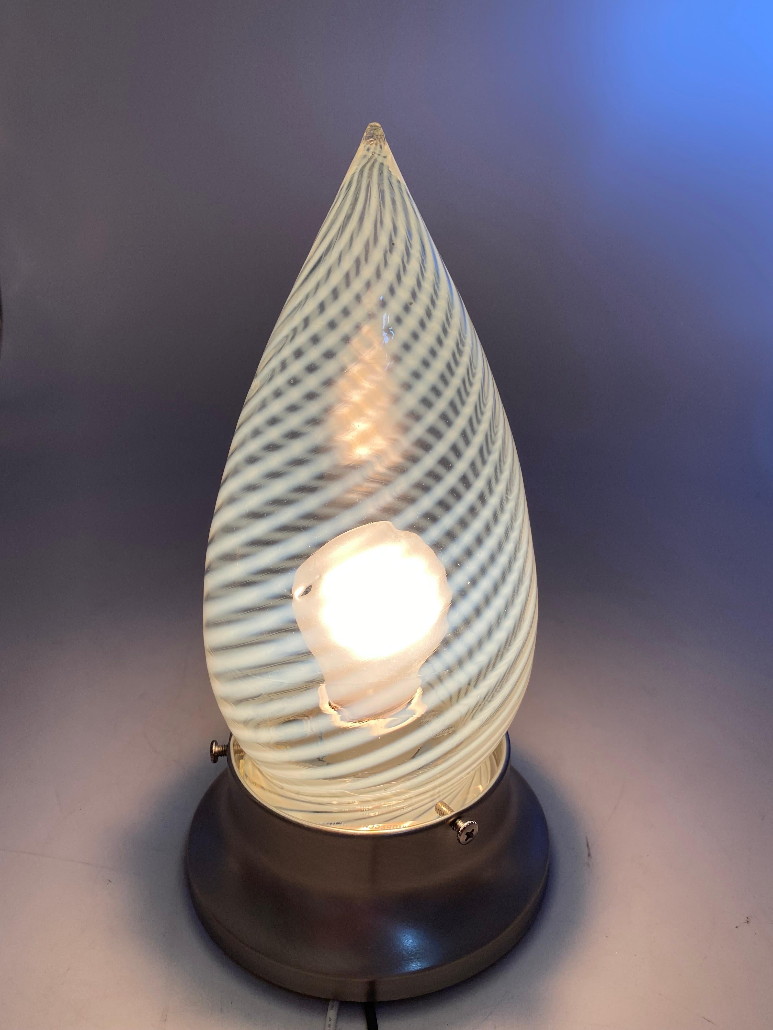 1960s Vintage Opalescent Swirl Glass Bullet Ceiling Light Globe with Fitter For Sale 1