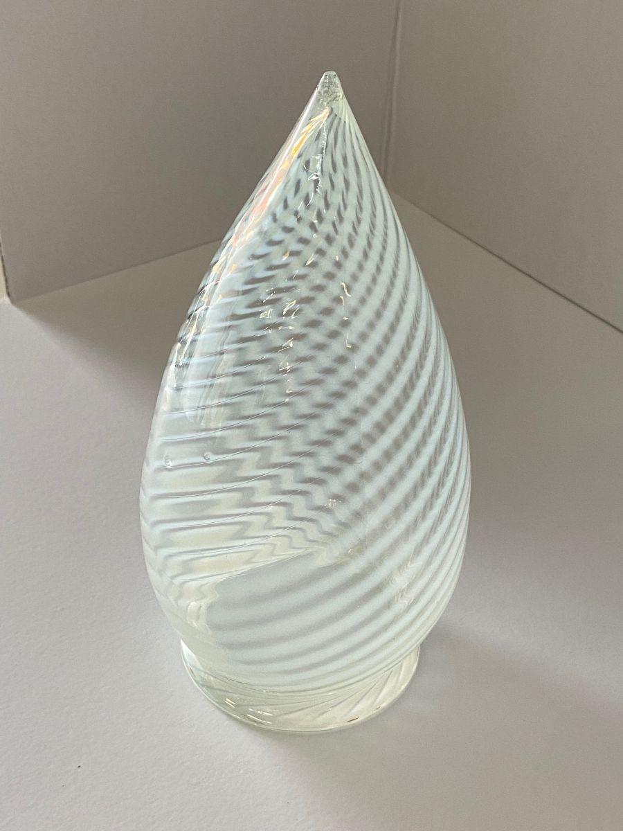 Art Deco 1960s Vintage Opalescent Swirl Glass Bullet Ceiling Light Globe with Fitter For Sale