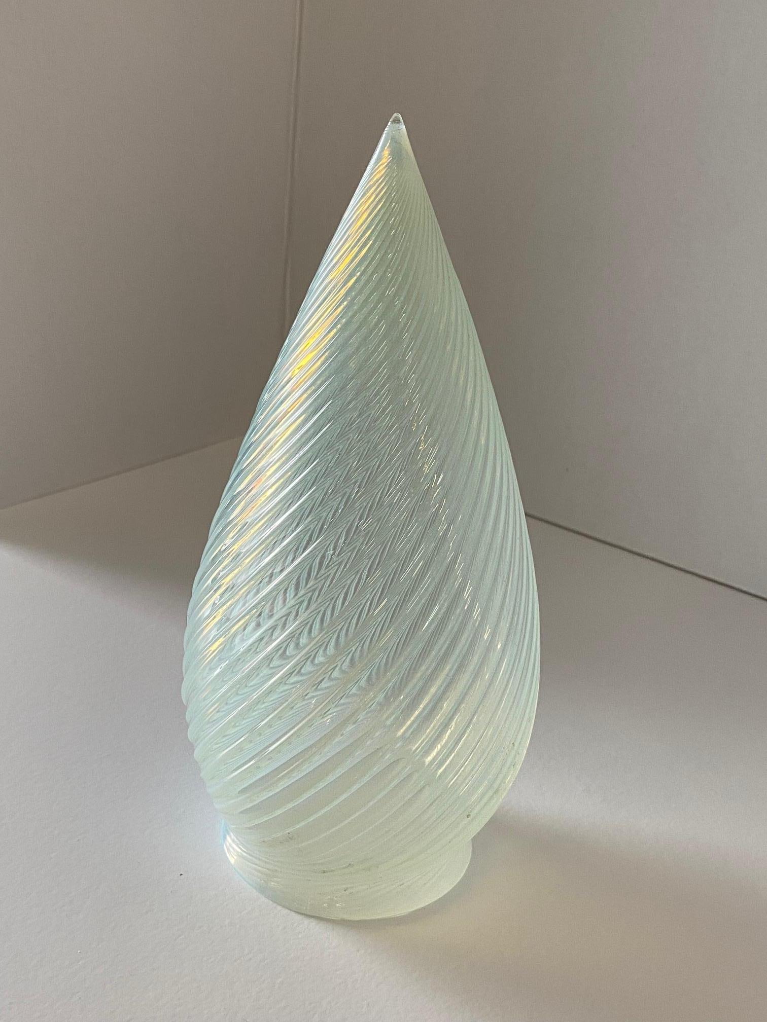 Art Deco 1960s Vintage Opalescent Swirl Glass Bullet Ceiling Light Globe with Fitter