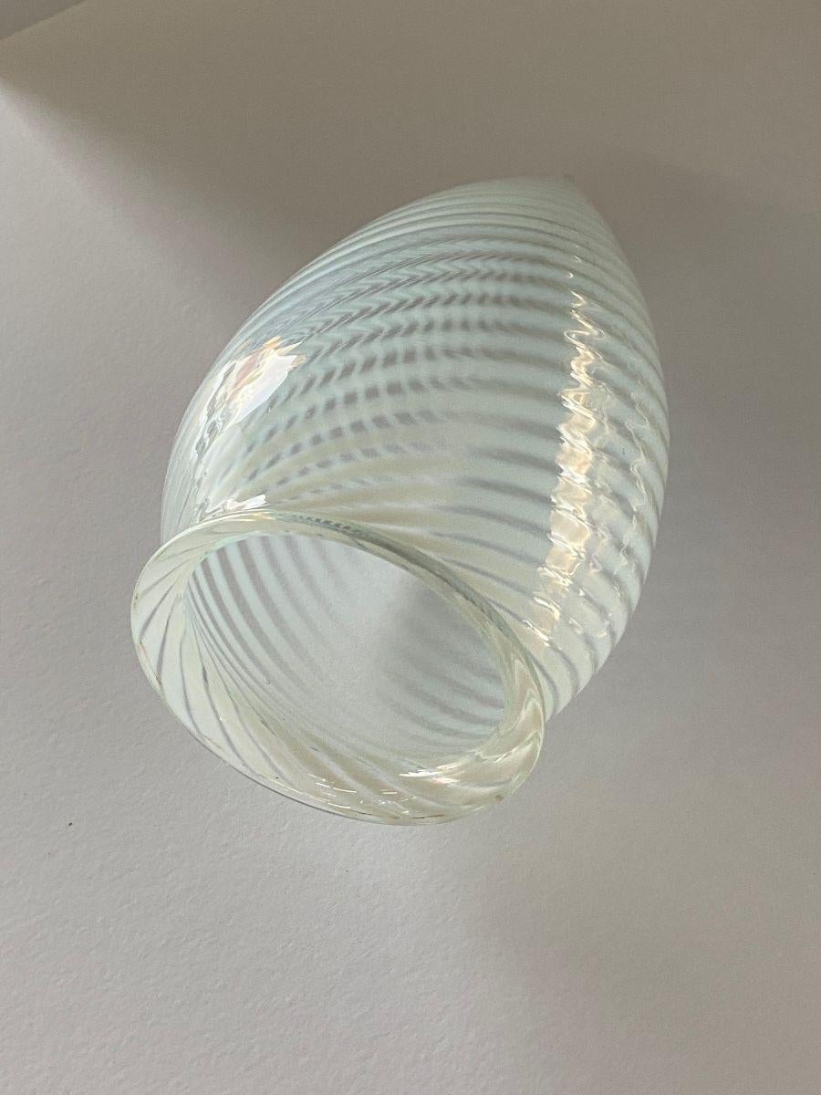 1960s Vintage Opalescent Swirl Glass Bullet Ceiling Light Globe with Fitter In Good Condition For Sale In Van Nuys, CA