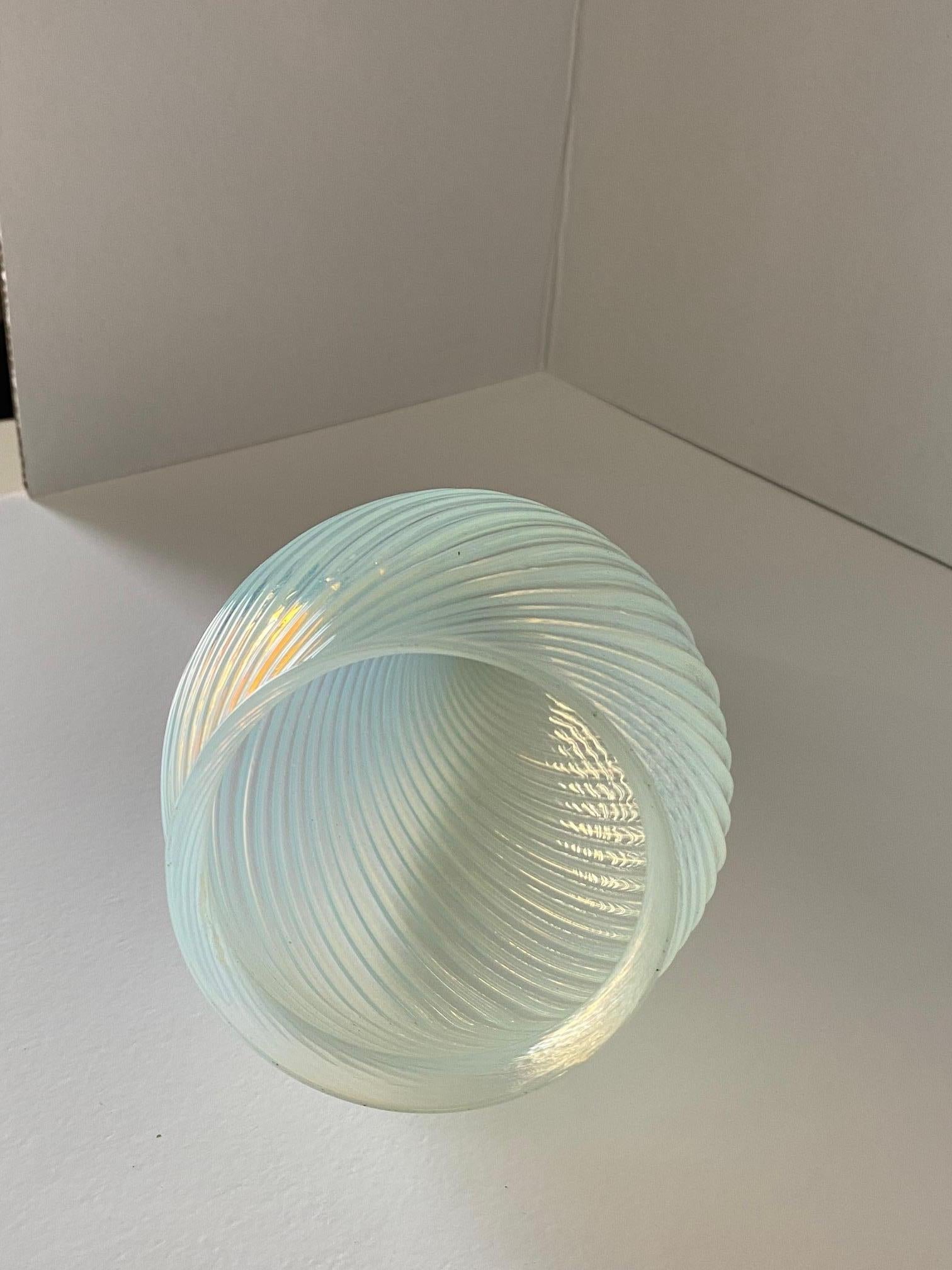 1960s Vintage Opalescent Swirl Glass Bullet Ceiling Light Globe with Fitter In Good Condition In Van Nuys, CA