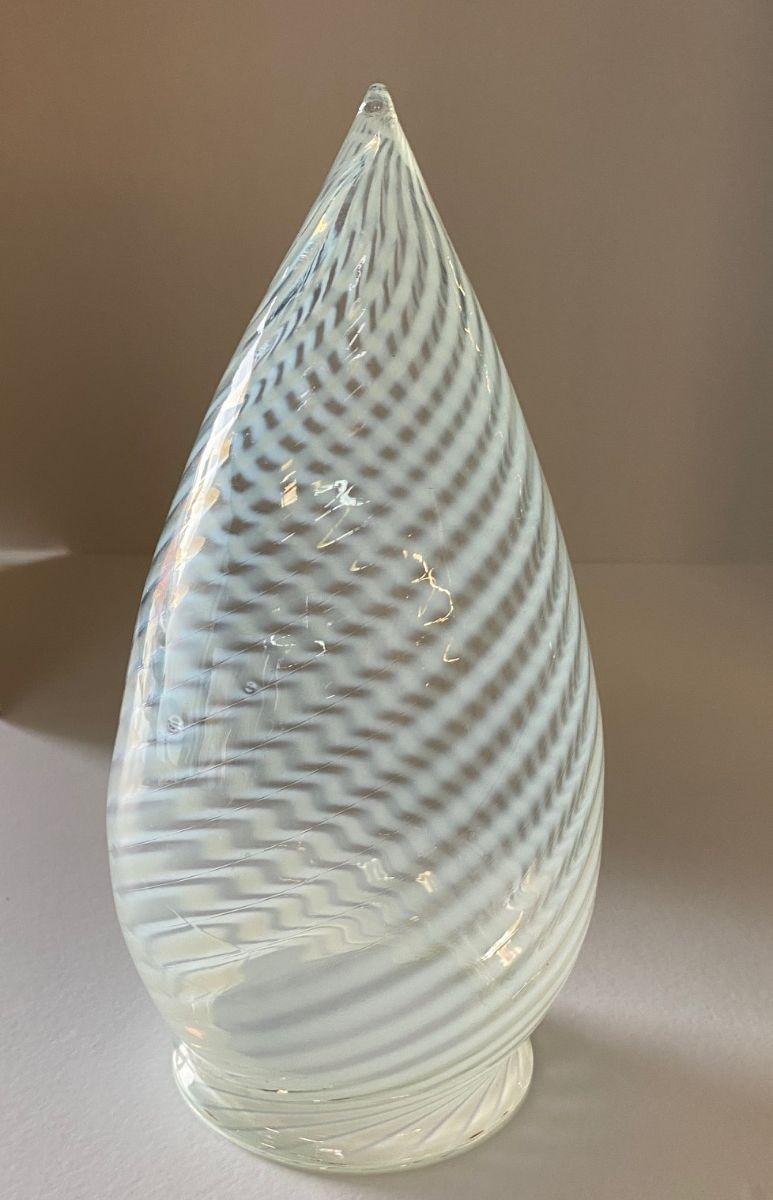 Mid-20th Century 1960s Vintage Opalescent Swirl Glass Bullet Ceiling Light Globe with Fitter For Sale