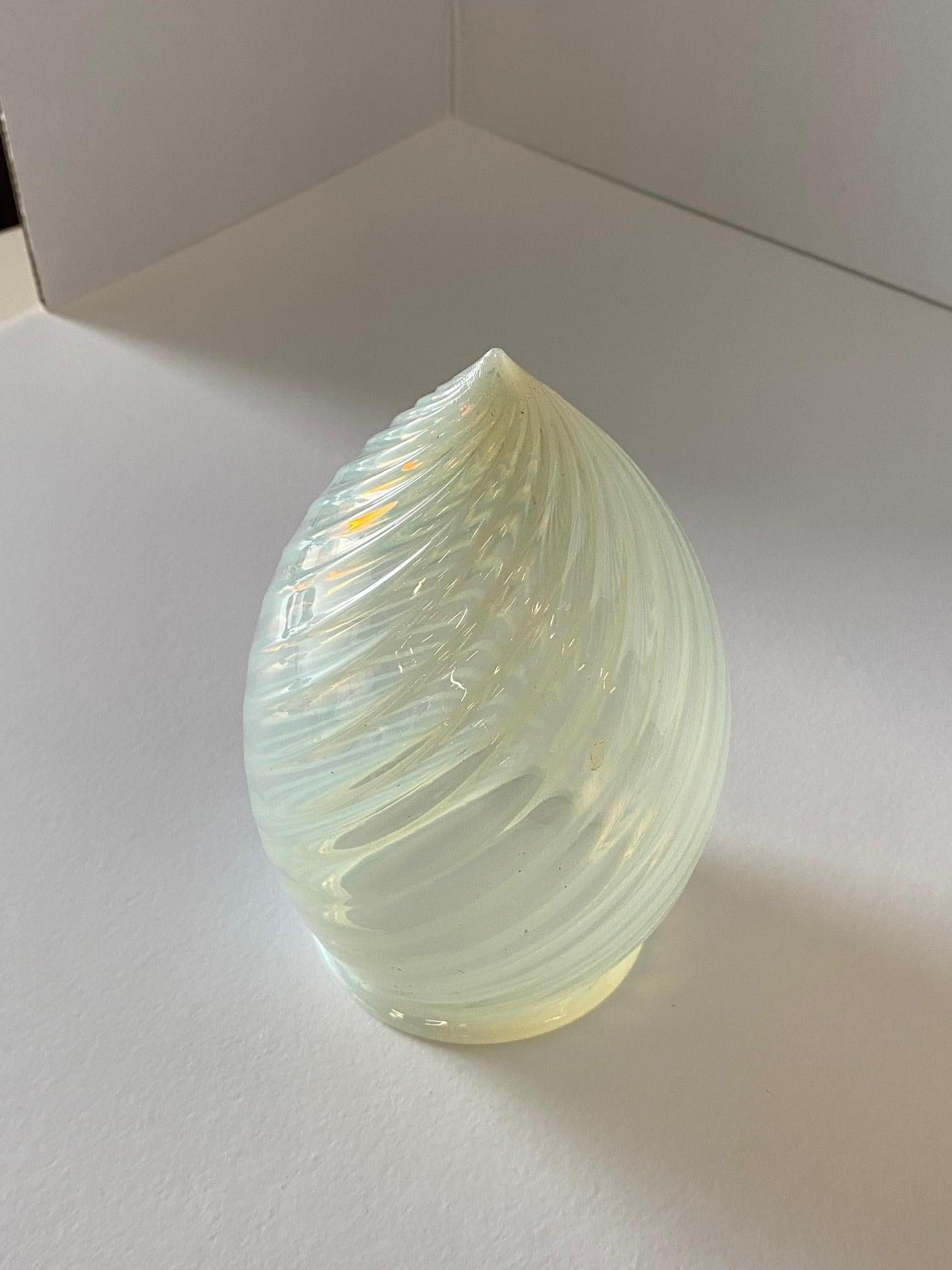 Blown Glass 1960s Vintage Opalescent Swirl Glass Bullet Ceiling Light Globe with Fitter