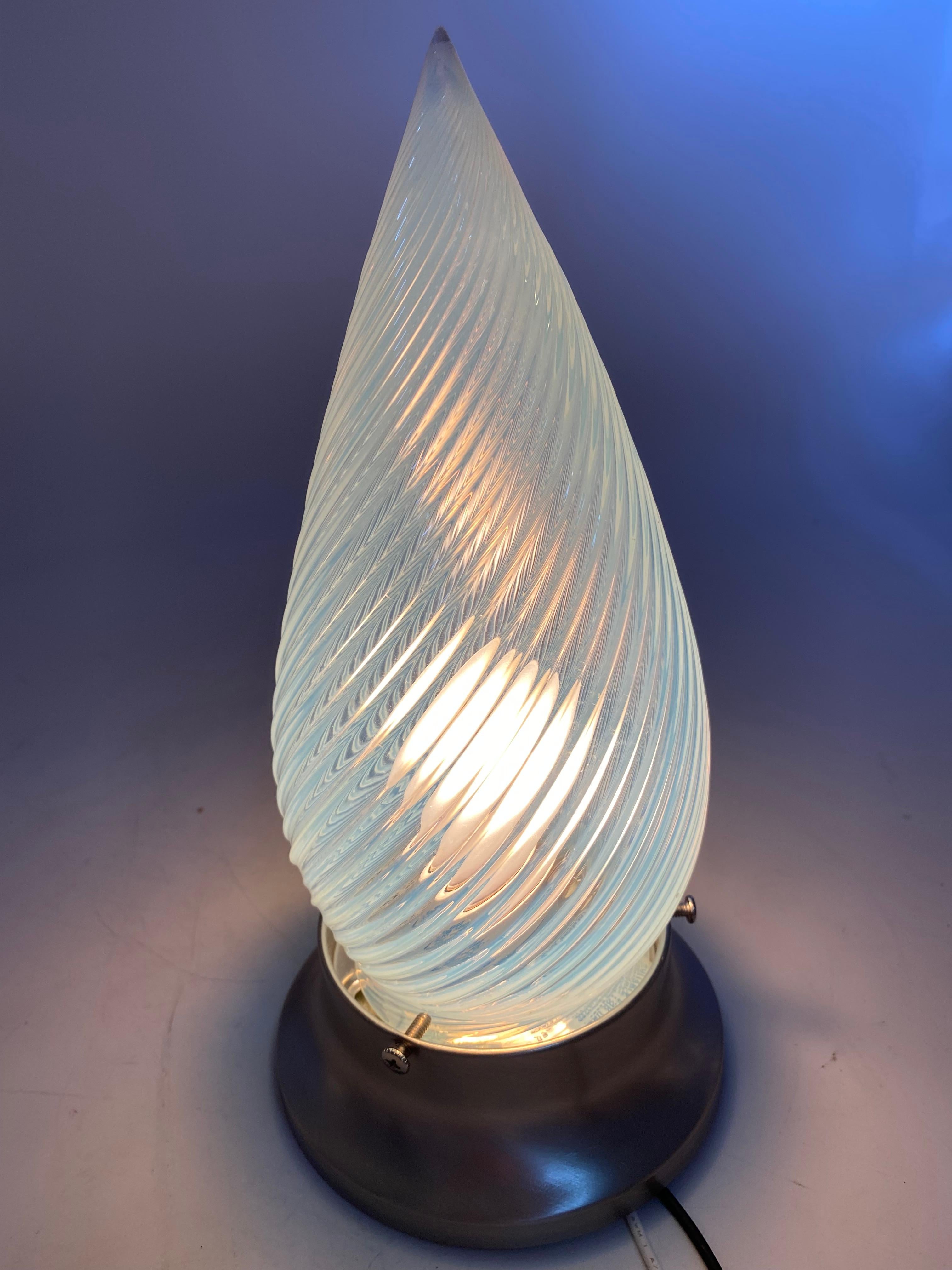 Blown Glass 1960s Vintage Opalescent Swirl Glass Bullet Ceiling Light Globe with Fitter