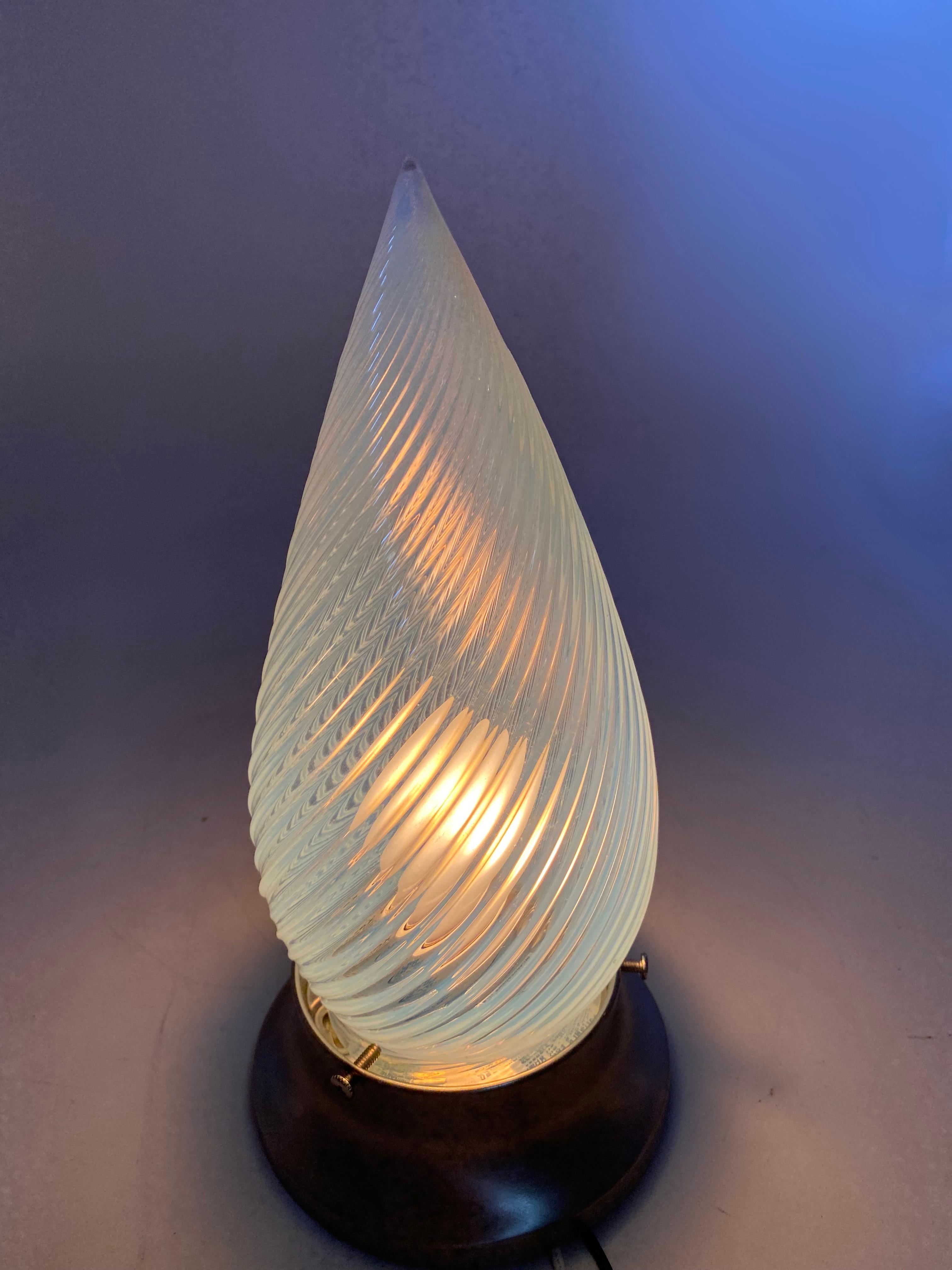 1960s Vintage Opalescent Swirl Glass Bullet Ceiling Light Globe with Fitter 1