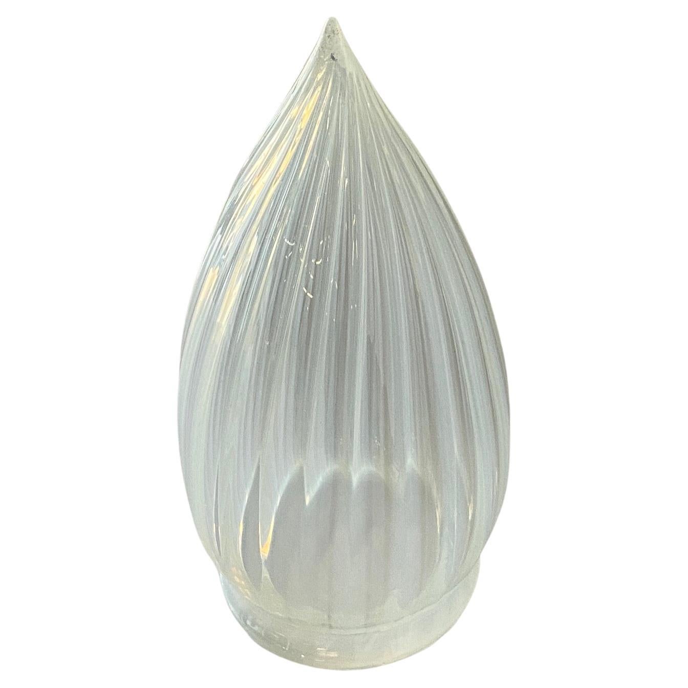 1960s Vintage Opalescent Vertical Swirl Glass Bullet Light Globe with Fitter For Sale