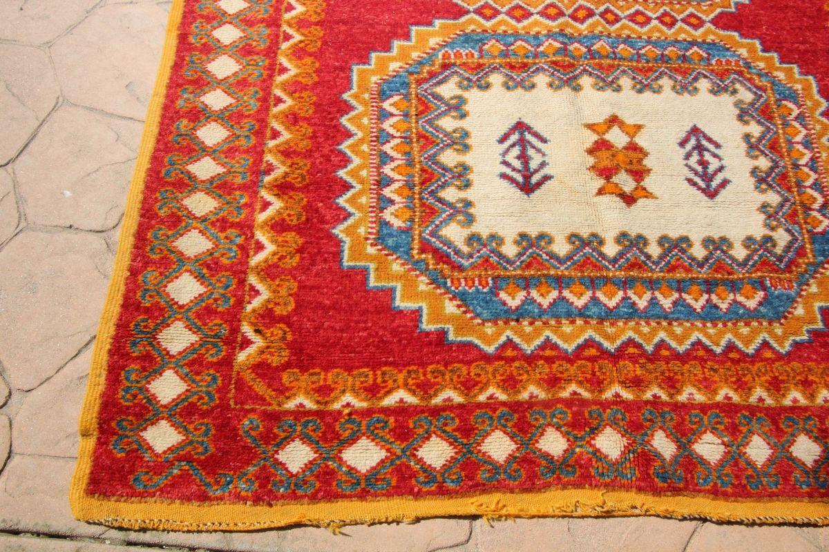 Wool 1960s Vintage Orange Moroccan Berber Rug For Sale