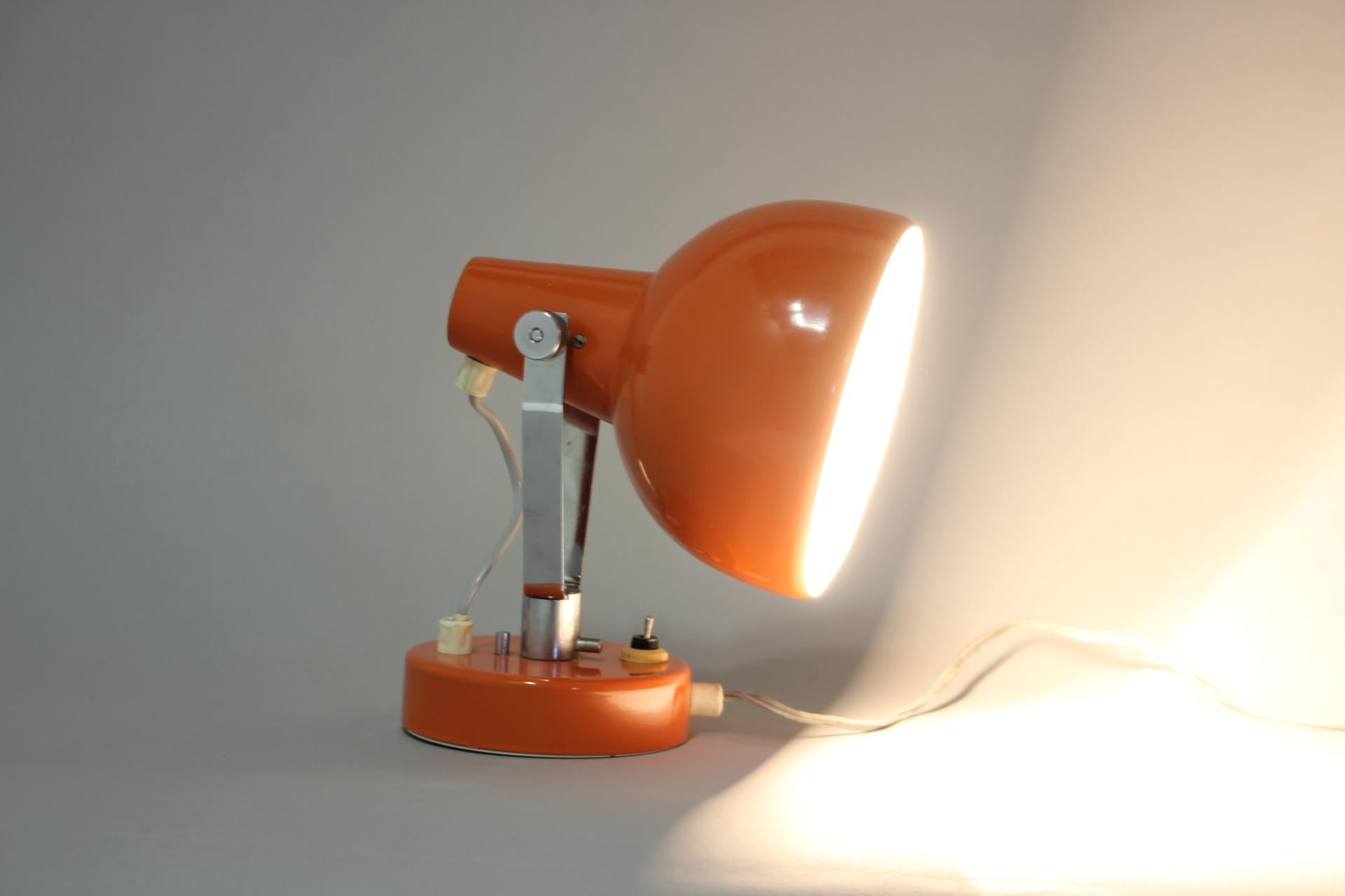 Mid-20th Century 1960s Vintage Orange Table or Wall Lamp, Czechoslovakia For Sale