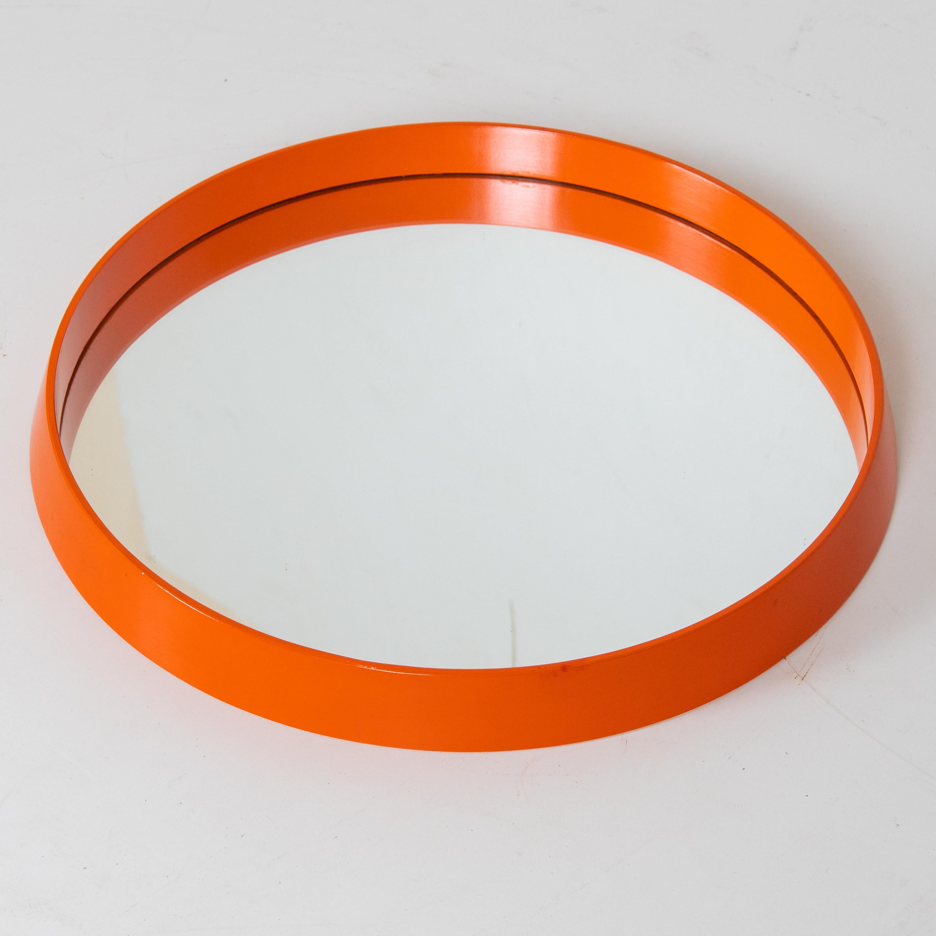 Mid-Century Modern 1960s Vintage Orange Wall Mirror