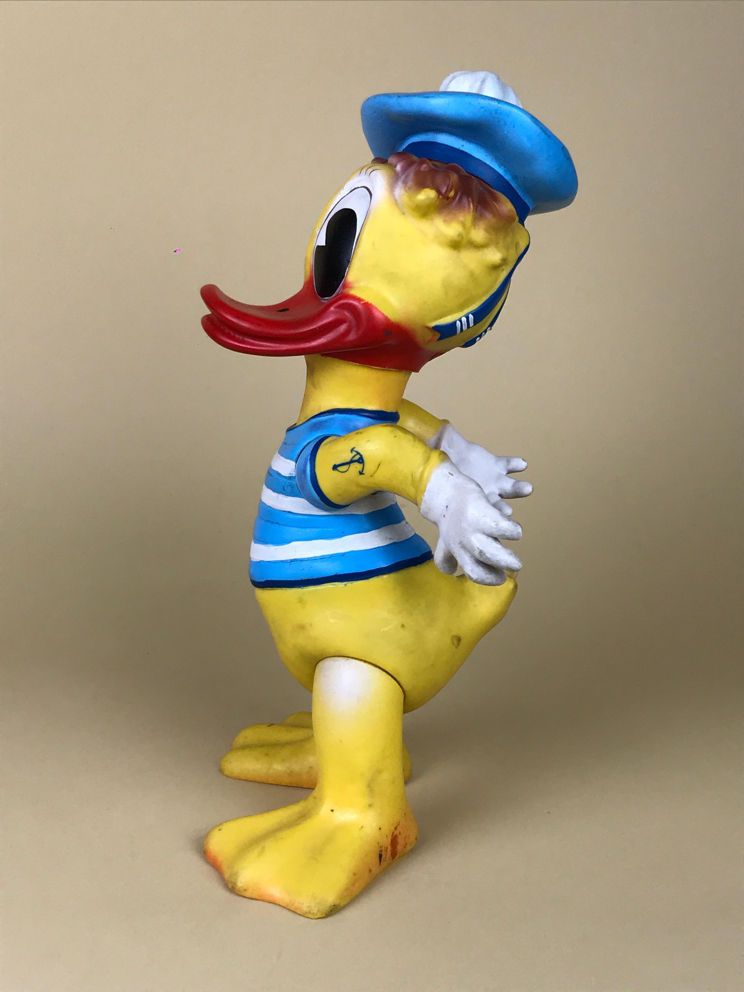 Mid-Century Modern 1960s Vintage Original Disney Donald Duck Sailor Rubber Squeak Toy by Arădeanca For Sale
