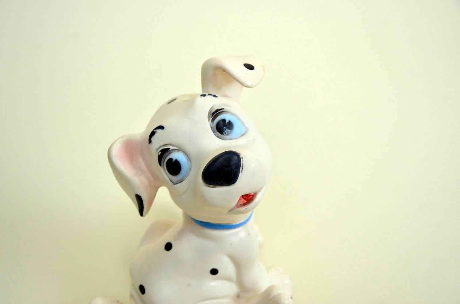 Vintage one hundred and one Dalmatians squeak rubber toy made by Ledraplastic Italy in the 1960s.

Marked Walt Disney Production on the back and stamped with Ledraplastic elephant symbol.

Collector's note:

In 1962, the company Ledraplastic