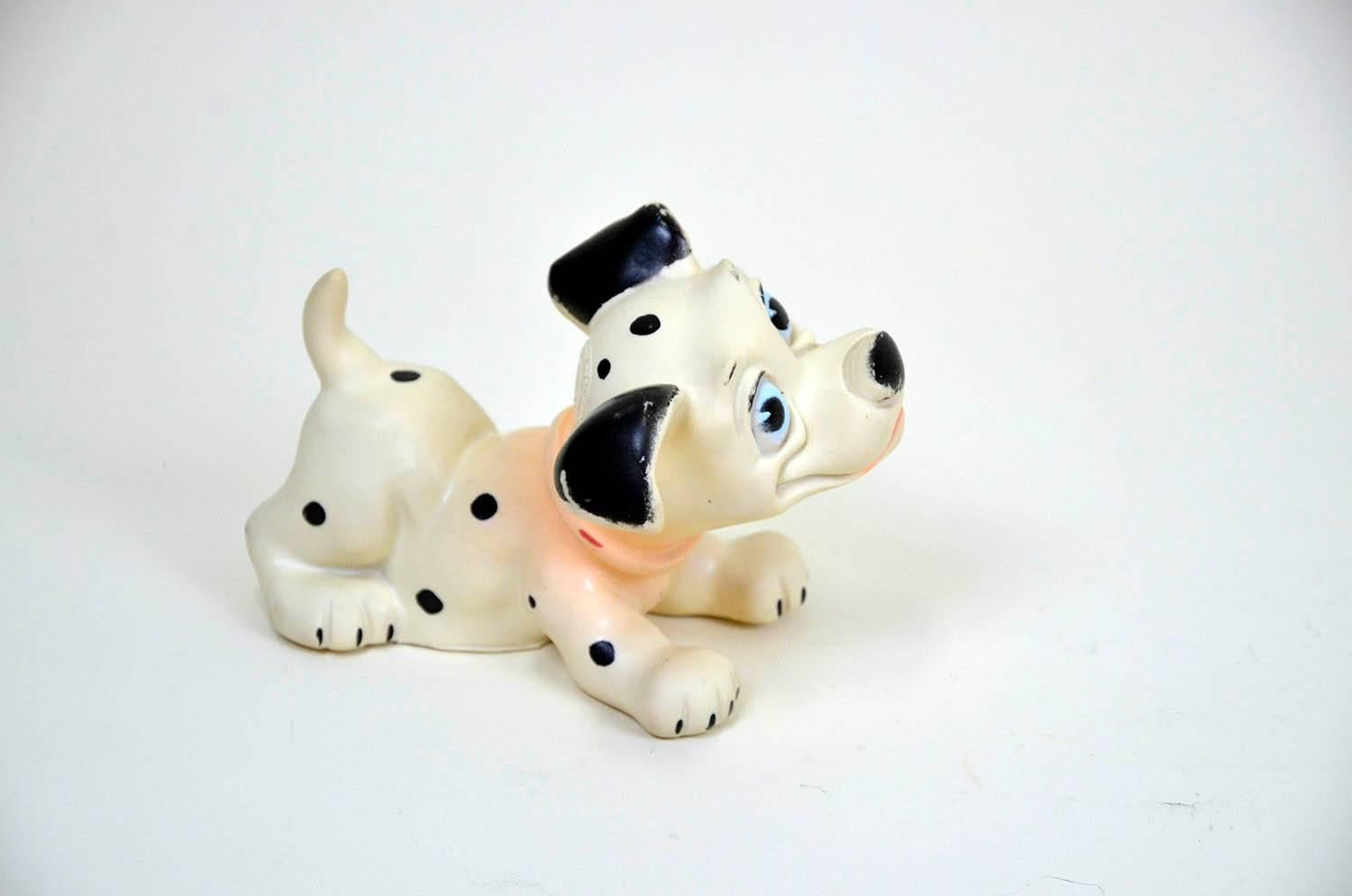 Vintage One Hundred and One Dalmatians squeak rubber toy made by Ledraplastic Italy in the 1960s.

Marked Walt Disney Production on the back and stamped with Ledraplastic elephant symbol.

Collector's note:

In 1962, the company Ledraplastic