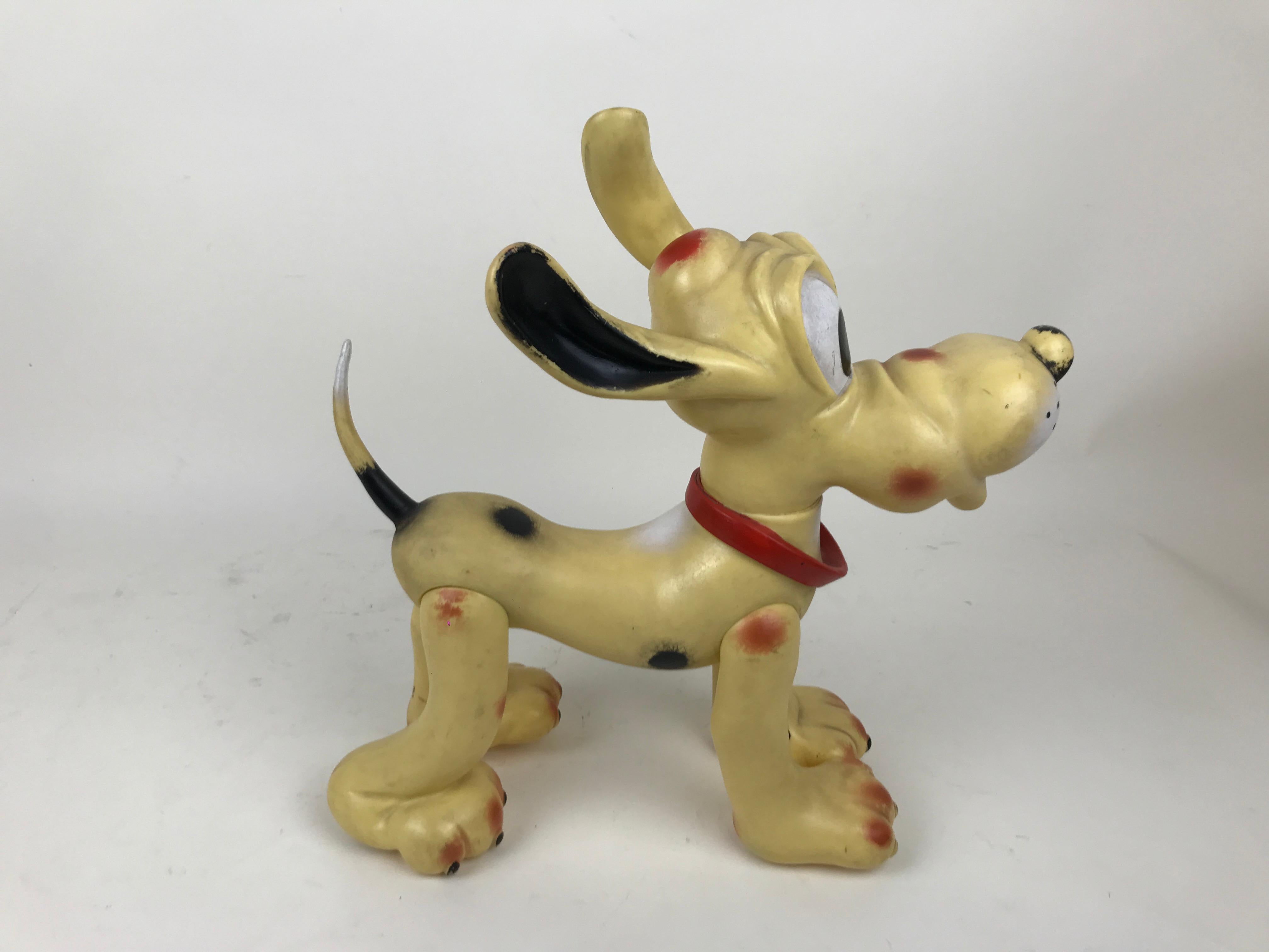 Mid-Century Modern 1960s Vintage Original Disney Pluto Rubber Squeak Toy Made in Italy