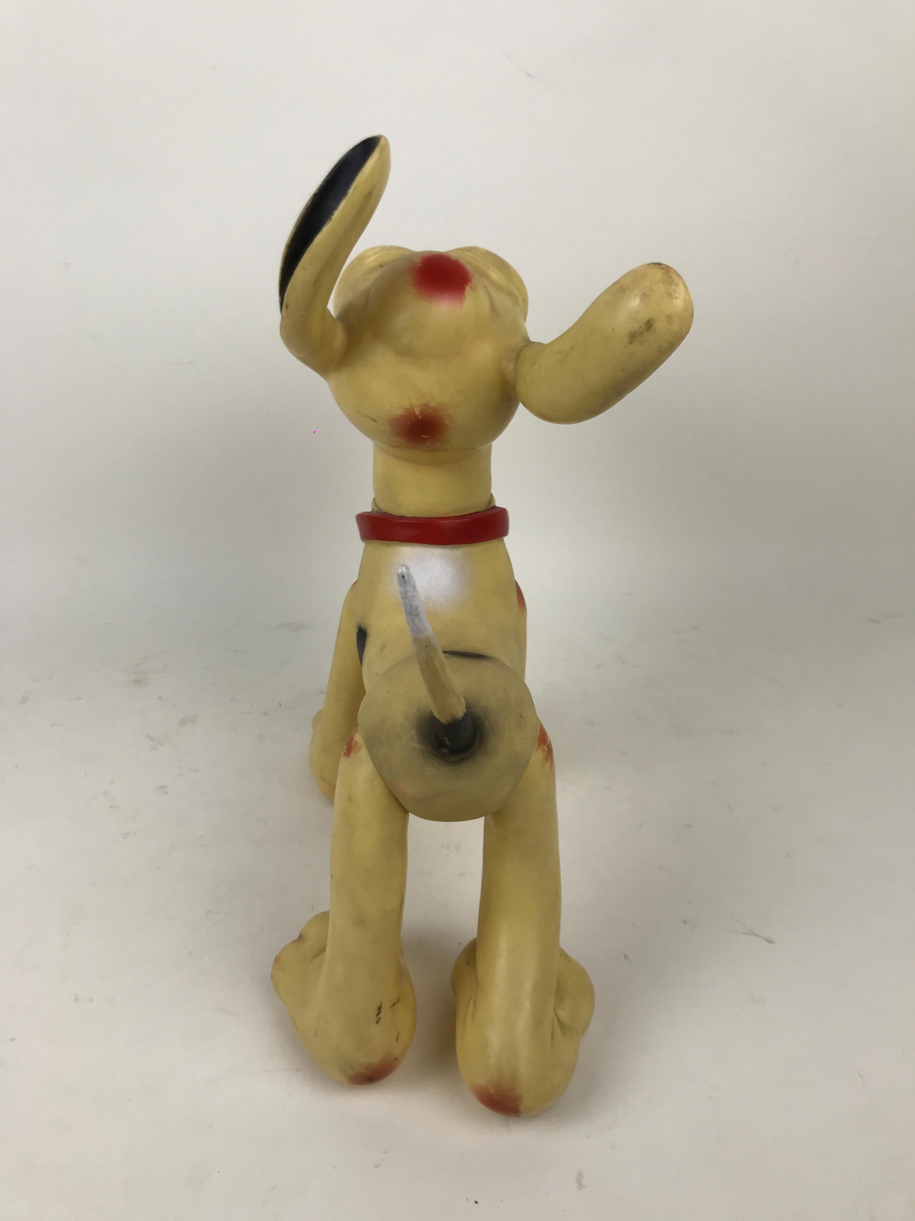 Mid-Century Modern 1960s Vintage Original Disney Pluto Rubber Squeak Toy Made in Italy