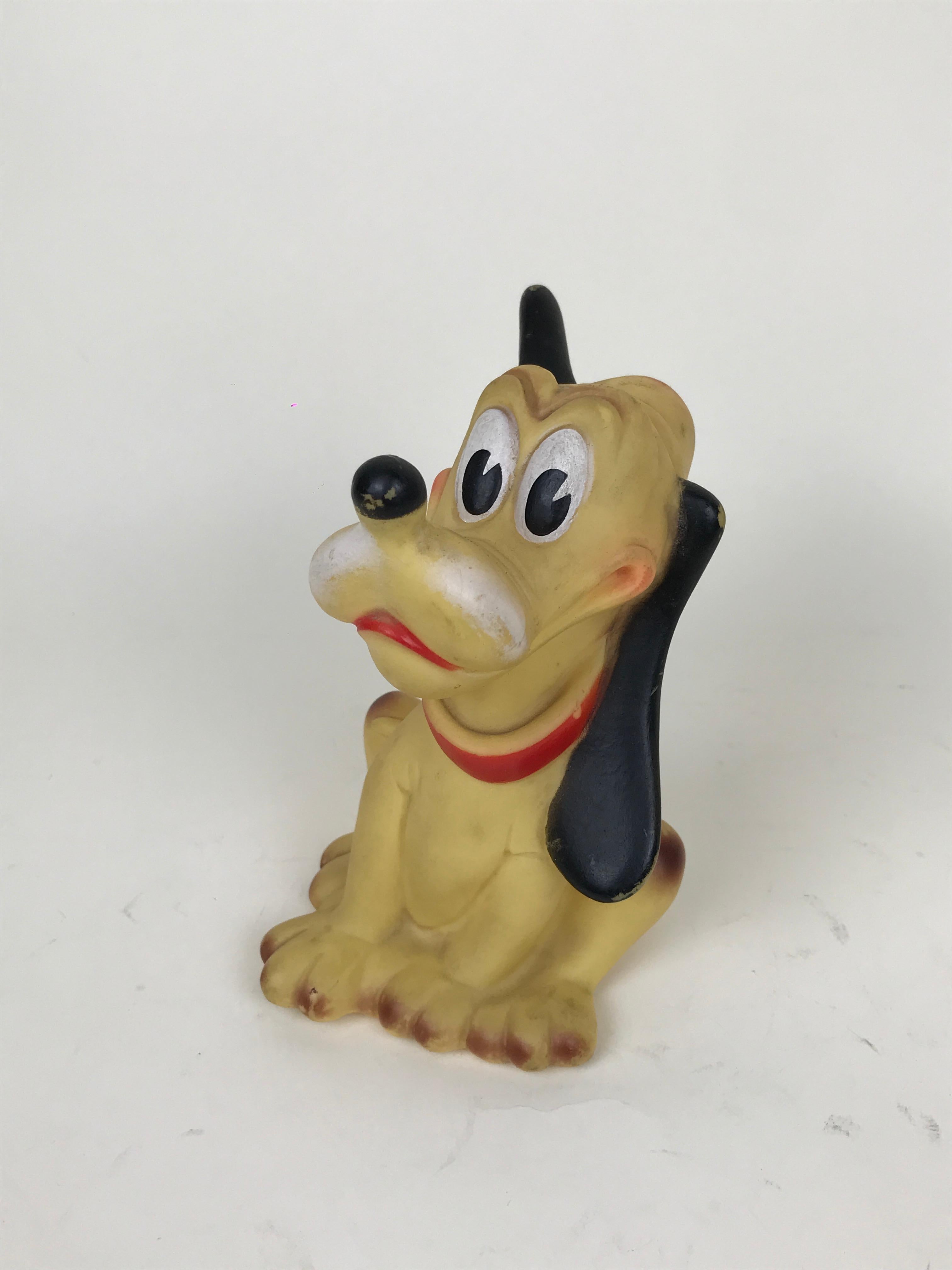Italian 1960s Vintage Original Disney Pluto Rubber Squeak Toy Made in Italy Ledraplastic