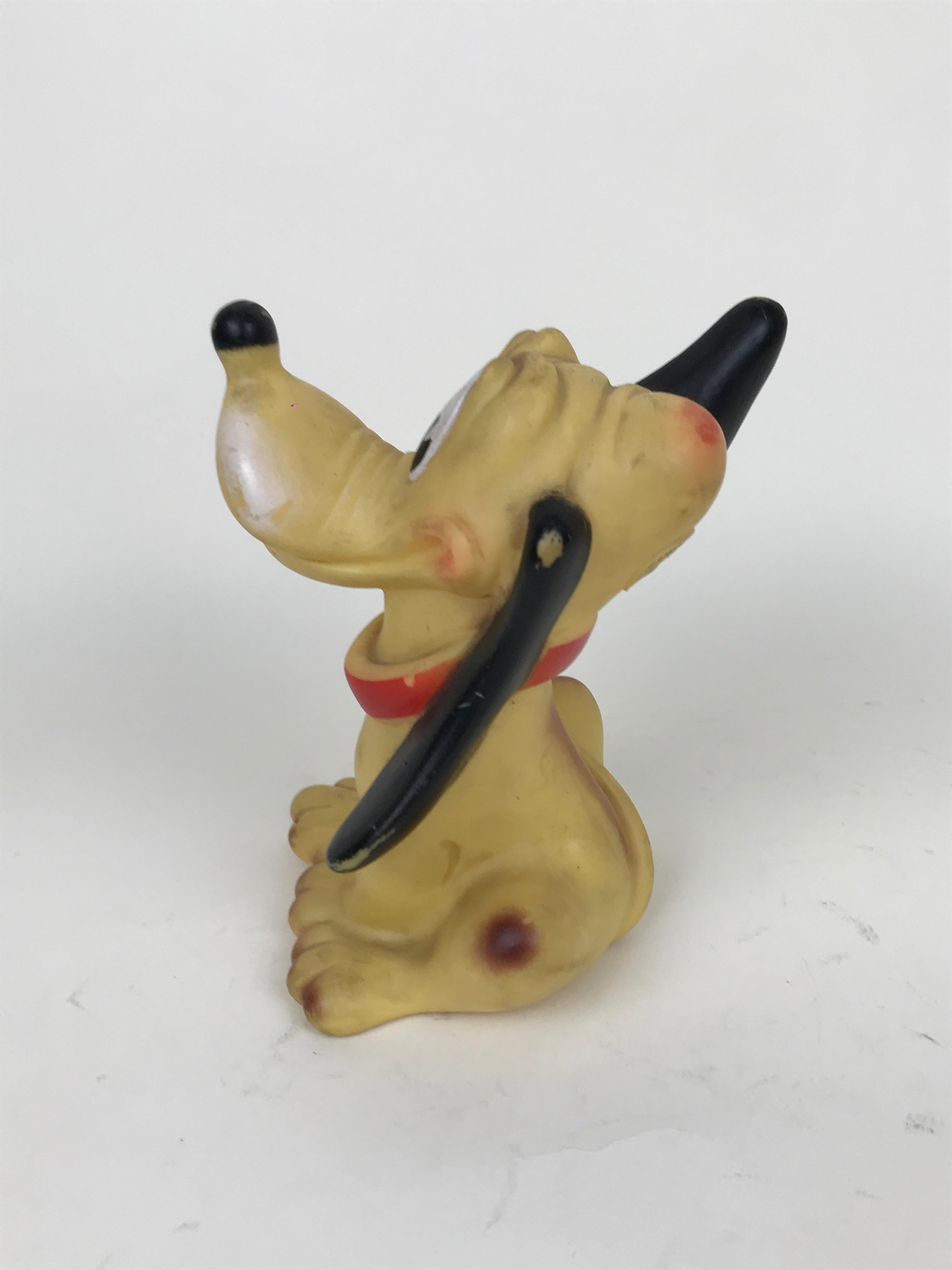 Mid-Century Modern 1960s Vintage Original Disney Pluto Rubber Squeak Toy Made in Italy Ledraplastic