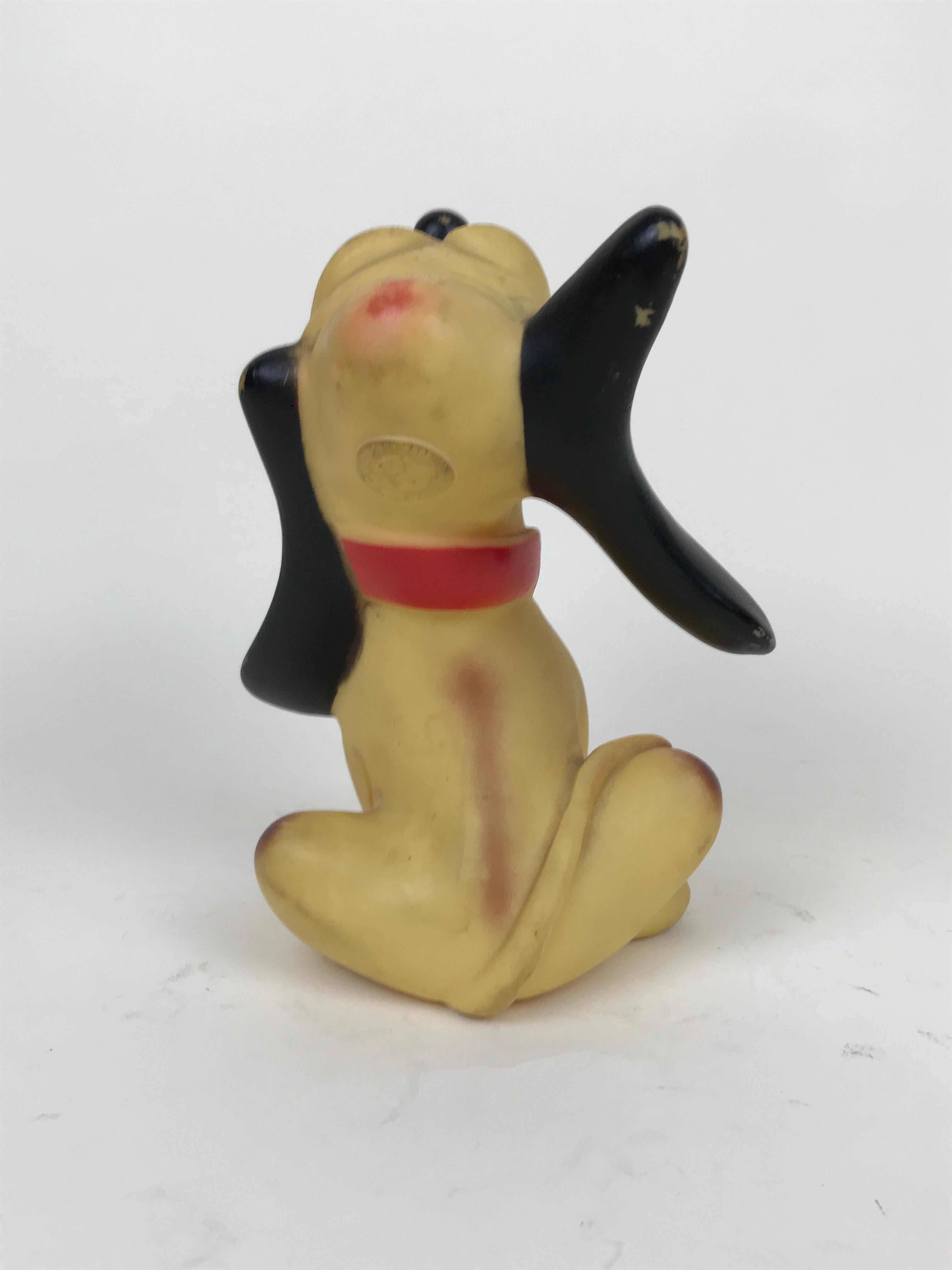 Mid-Century Modern 1960s Vintage Original Disney Pluto Rubber Squeak Toy Made in Italy Ledraplastic
