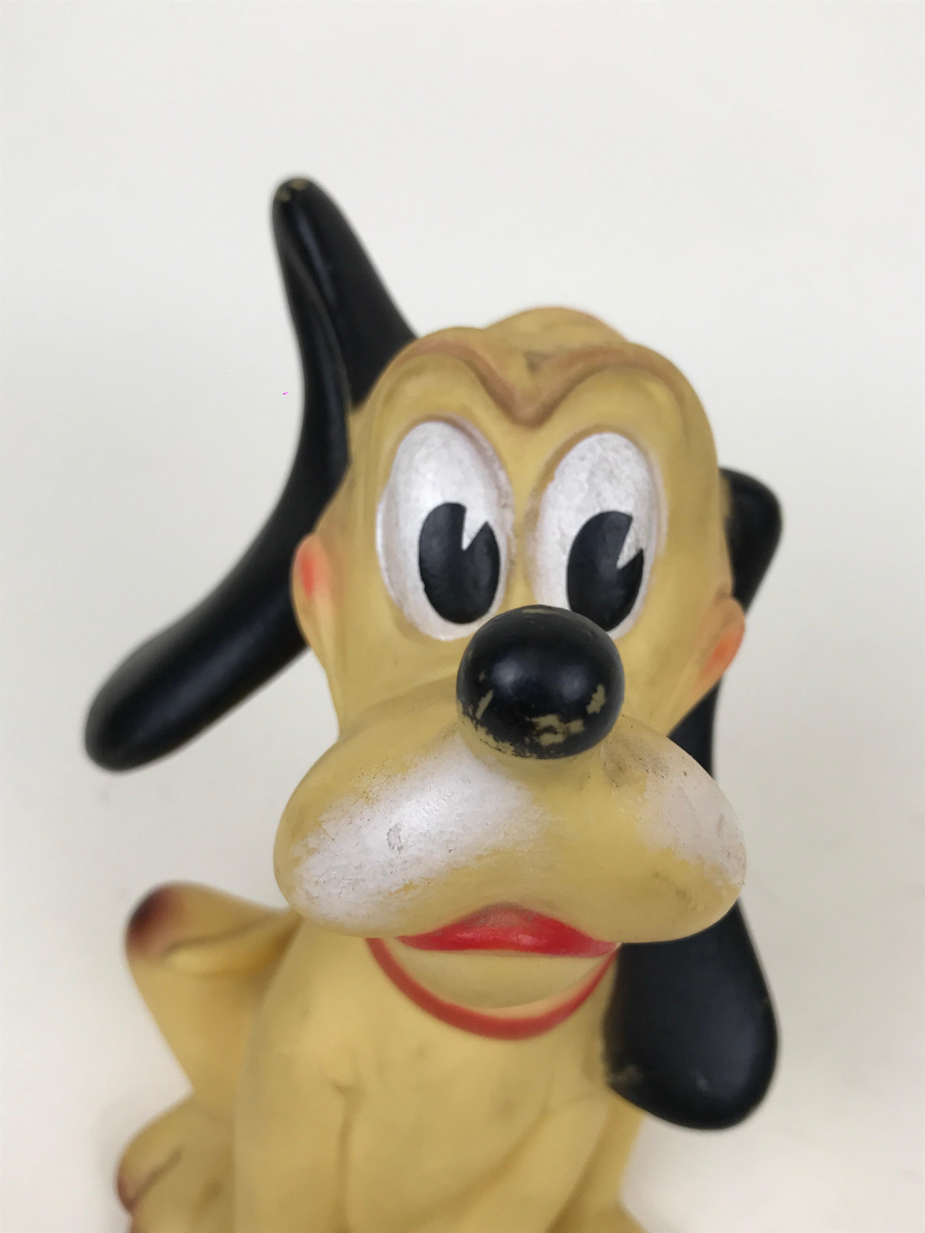 Mid-20th Century 1960s Vintage Original Disney Pluto Rubber Squeak Toy Made in Italy Ledraplastic