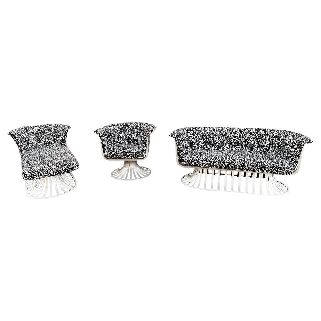 1960s Vintage Original Herbert Saiger for Woodard Aluminum Patio Set, 3 Pieces For Sale