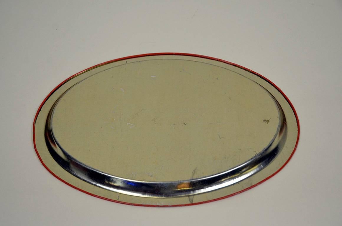 Mid-20th Century 1960s Vintage Oval Tin Metal Bar Tray Riccadonna Made in Italy