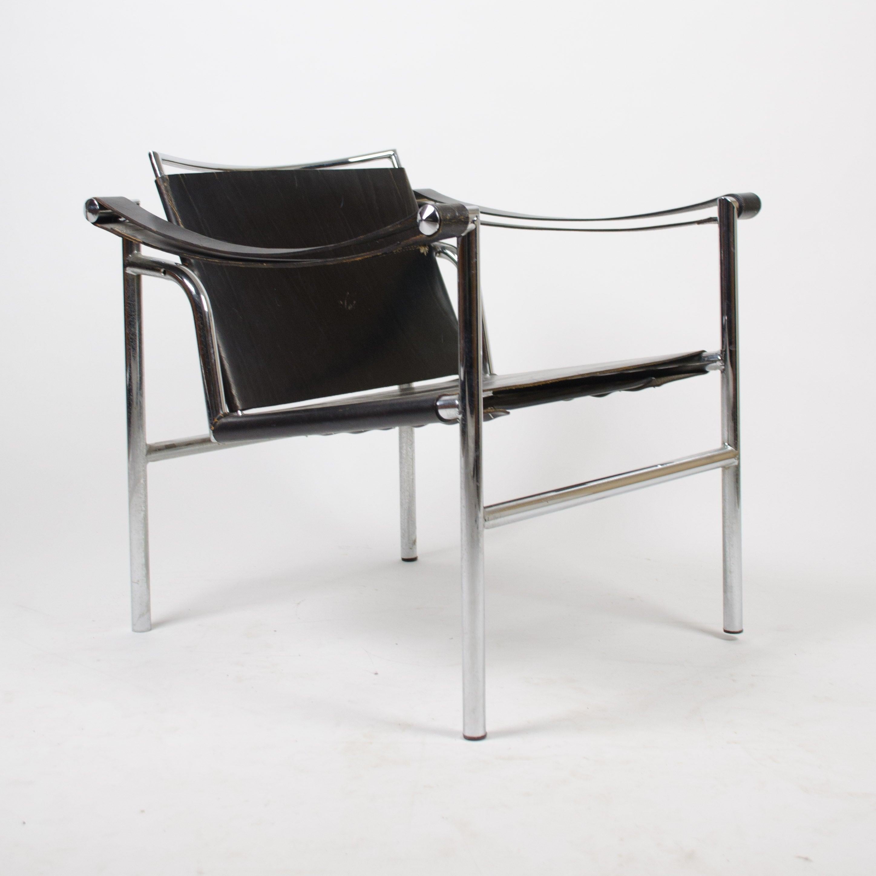 Mid-20th Century 1960's Vintage Pair Le Corbusier LC1 Stendig Basculant Chairs Thonet Cassina
