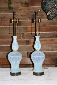 1960s Vintage Pair of Italian Murano Glass Table Lamps