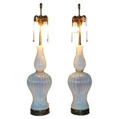 1960s Vintage Pair of Italian Murano Glass Table Lamps