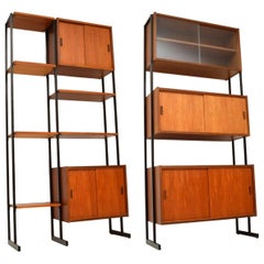 1960s Vintage Pair of Teak Wall Units / Room Divider Cabinets