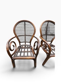 1960 Vintage Peacock Chairs Ficks Reed Style Rattan Patio Wicker Dining Set